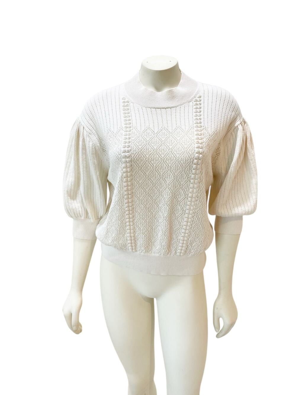 See By Chloe Pointelle wool and cotton sweater white medium